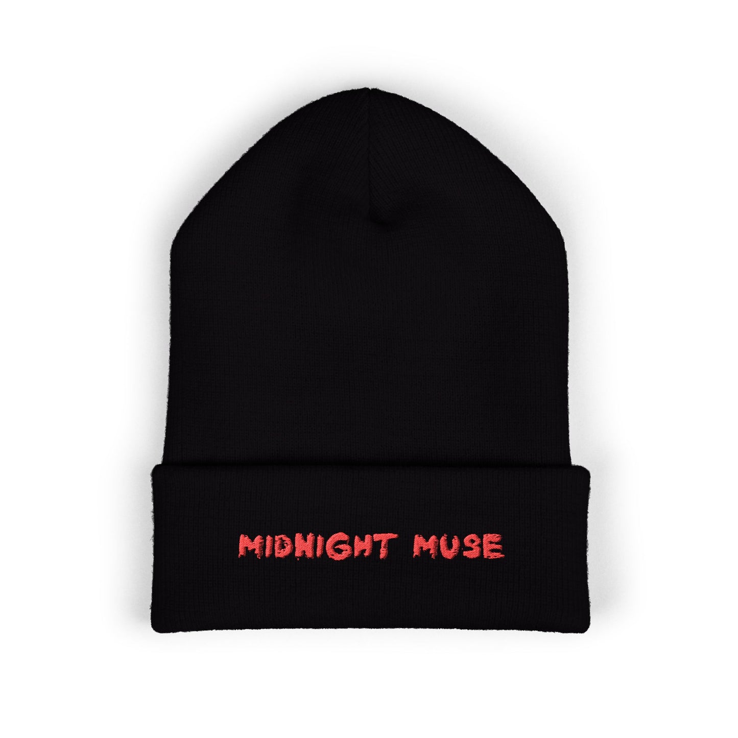 Midnight Muse Embroidered Cuffed Beanie