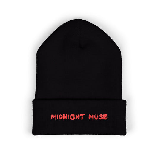 Midnight Muse Embroidered Cuffed Beanie